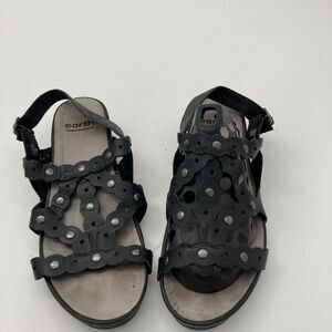 Earth Women's Earth Ficus Leo Wedge Slingback Black Leather, 9.5M